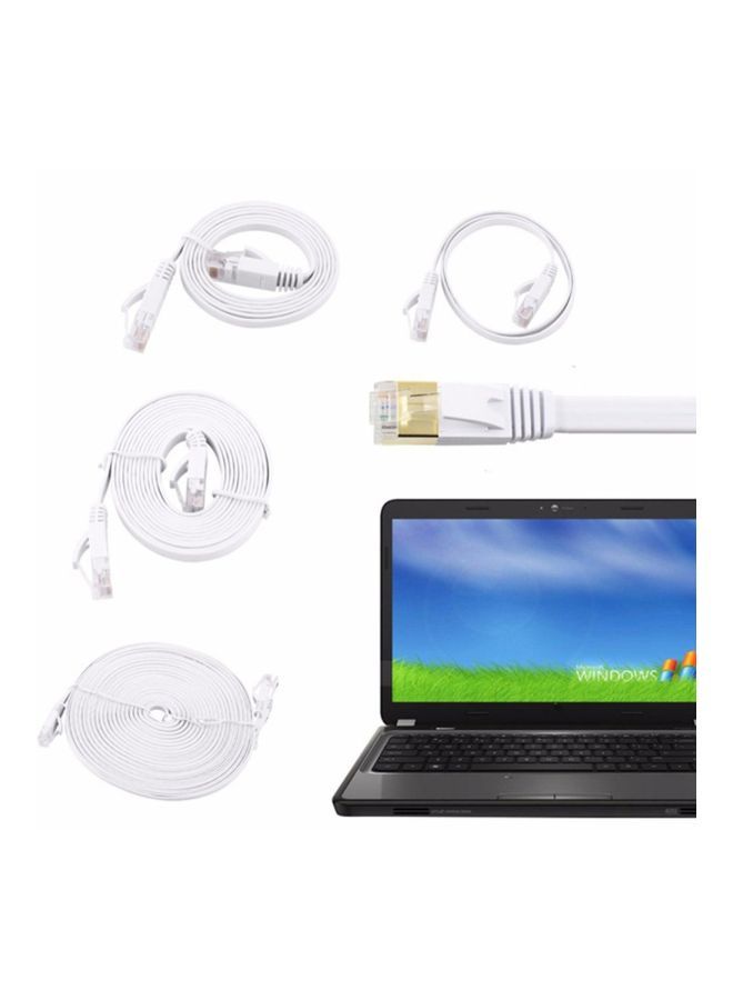 NIBEMINENT CAT6 Flat Networking Cable White  - Image 3