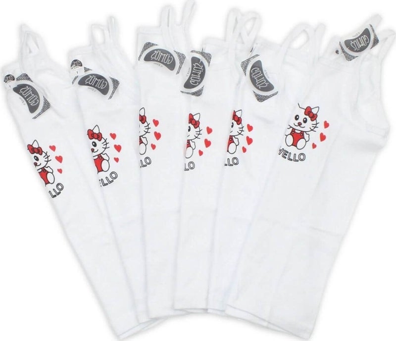 Gümüş Silver 3028 6-Pack Printed Rope Strap Girl's Undershirt  - Image 1