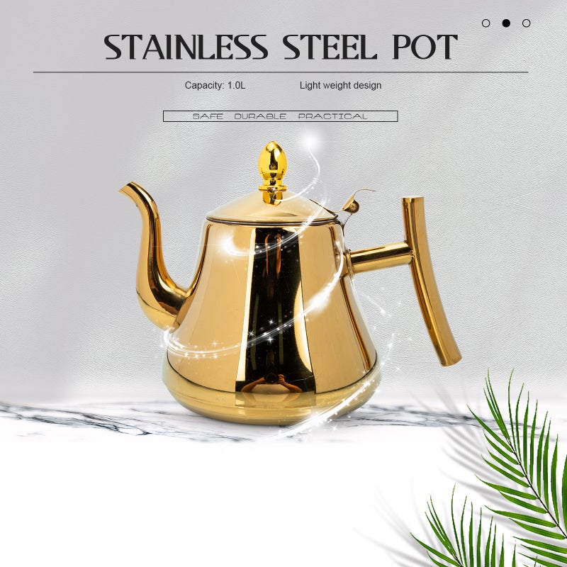 2pcs Coffee Kettle Large Capacity Tea Pot Stainless Steel Tea Pot with Strainer - Image 4