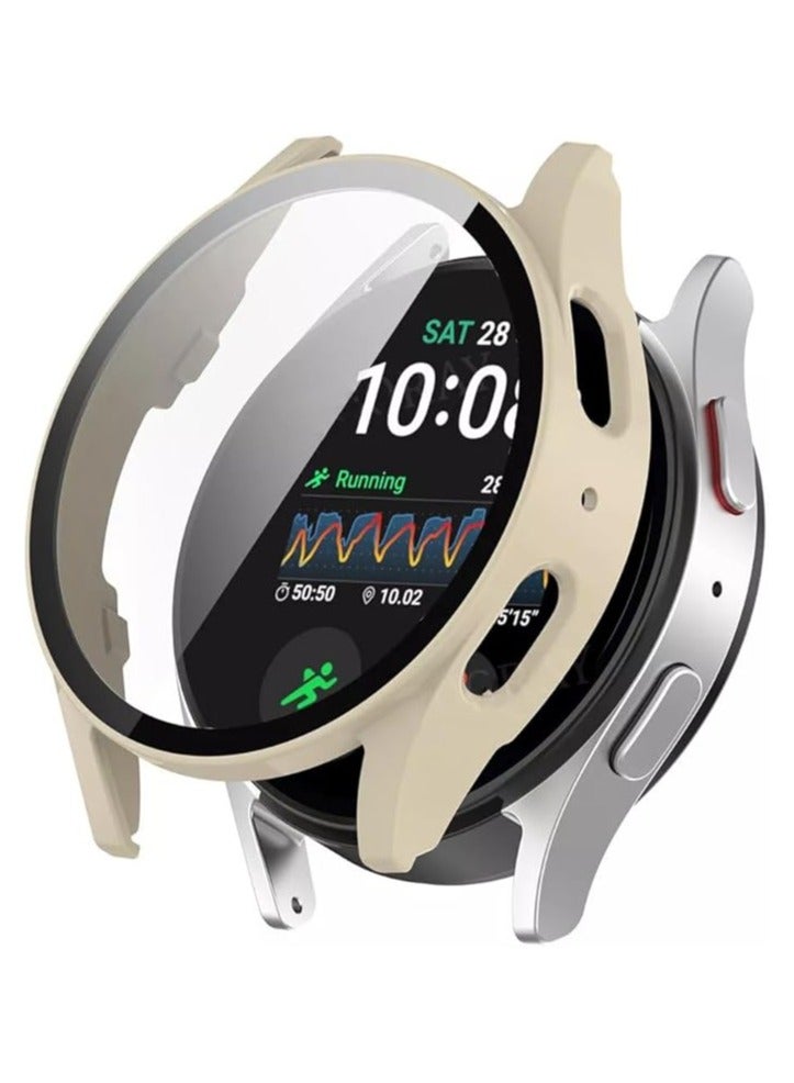 حافظة حماية شاشة متوافقة مع ساعة سامسونج جالاكسي واتش 7 مقاس 40 مم، مع واقي شاشة مدمج وغطاء حماية من البولي كربونات الصلب فائق النحافة ومضاد للخدش (أبيض فاتح)
