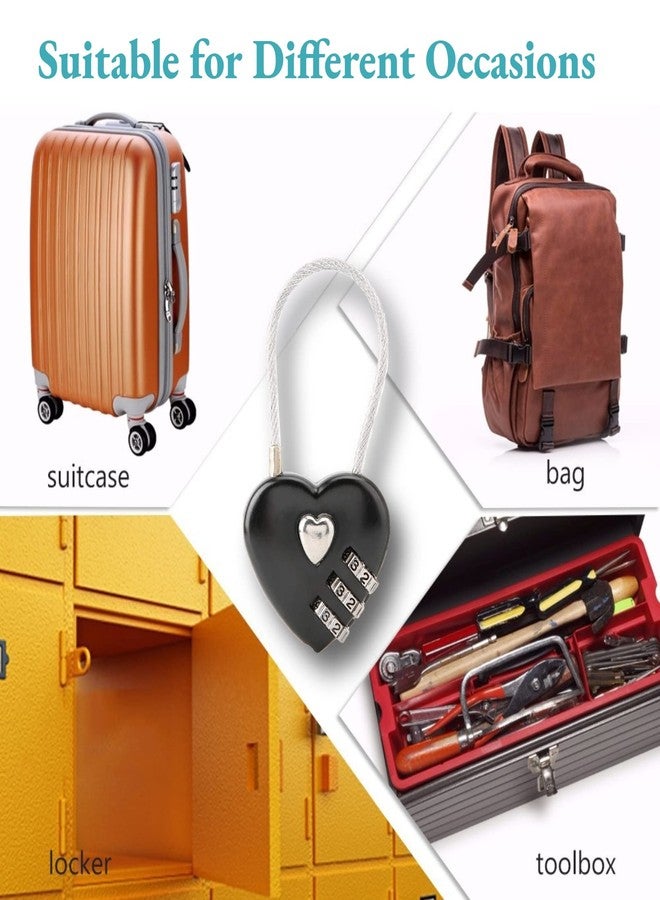 Cuifati Heart Shape Code Lock Compact mini Size with 3 Digit Code Combination for Luggage, Backpack, Jewelry Box, Hall Locker(Black) - Image 5