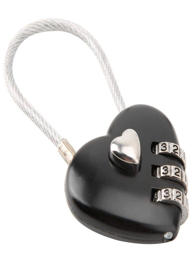 Cuifati Heart Shape Code Lock Compact mini Size with 3 Digit Code Combination for Luggage, Backpack, Jewelry Box, Hall Locker(Black) - Image 1