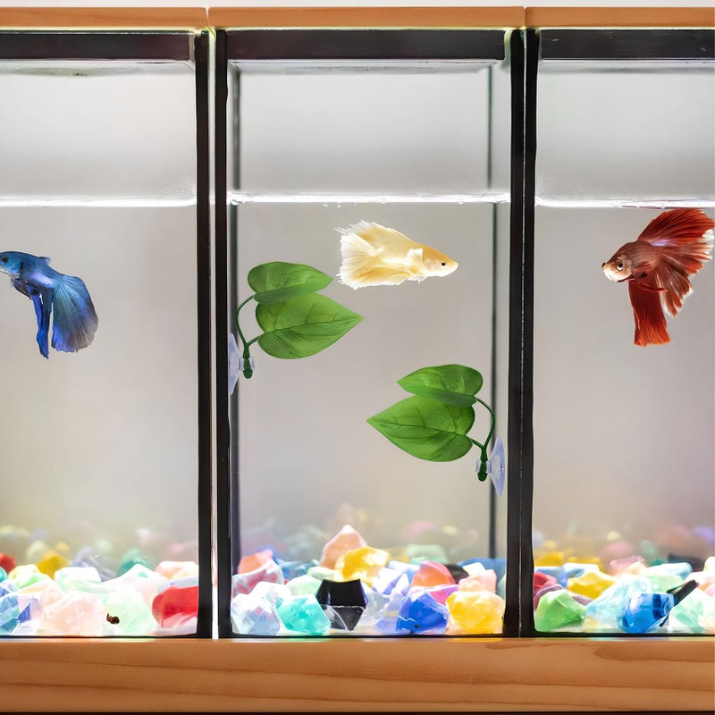 Qivorimith Beta Fish Toys,2 PCS Betta Fish Leaf Hammock,Betta Fish Tank Decorations Aquarium Decor for Sleeping Resting Hiding Playing Breeding - Image 2