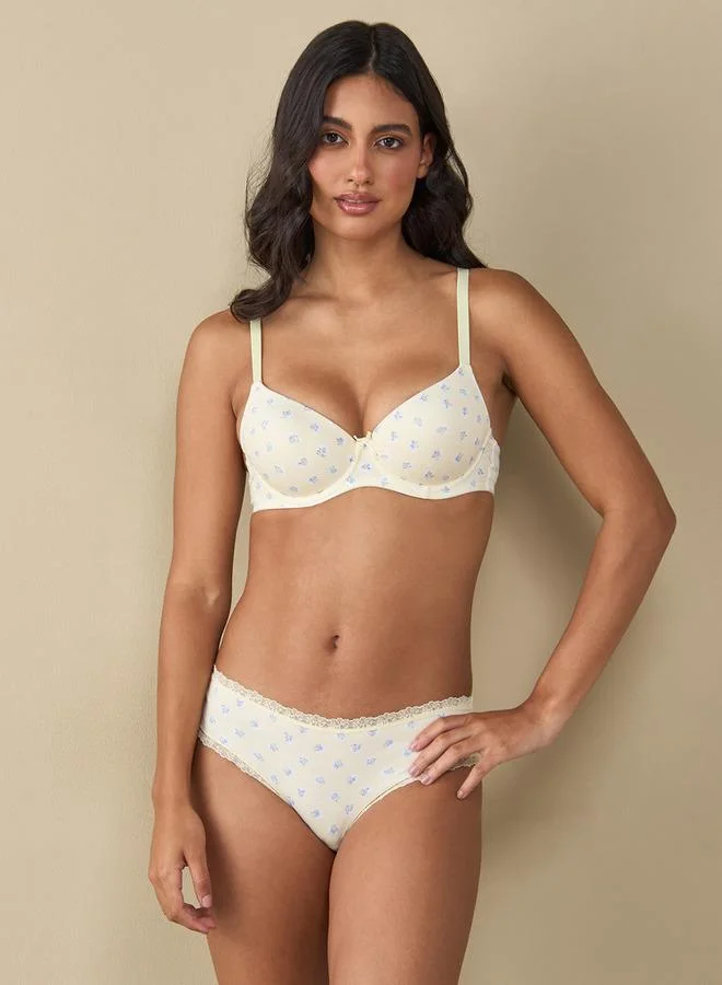 سبلاش فيڤ سروال بيكيني بطبعة زهور شاملة مع تفاصيل دانتيل