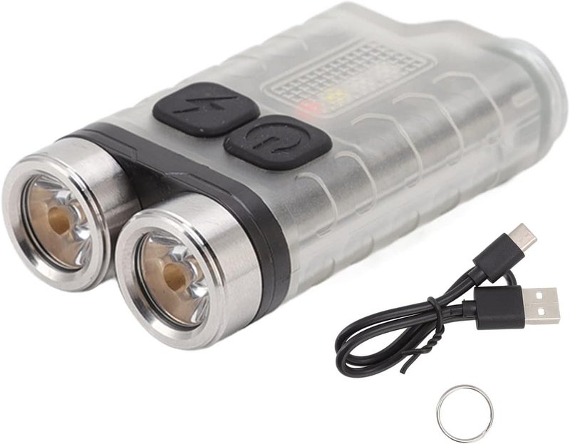 Hiking Flashlight, Compact Flashlight, V3 Mini Keychain Flashlight USB Rechargeable Small Flashlight Outdoor Waterproof Camping Hiking Maintenance Lights Portable Magnetic Flashlight(White) - Image 1