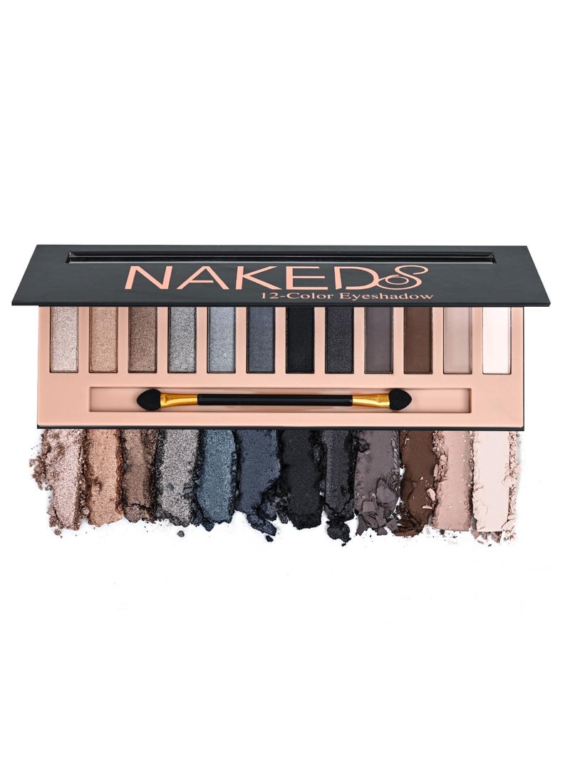 Bestland BestLand 12 colors makeup smoky eyeshadow palette natural nude matte shimmer glitter pigment eye shadow pallete set black eye shadow make up for women color E smokey  - Image 1