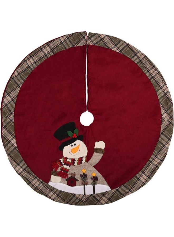 NIBEMINENT Snowman Tree Skirt Decorative Ornament Red/Green/White - Image 1
