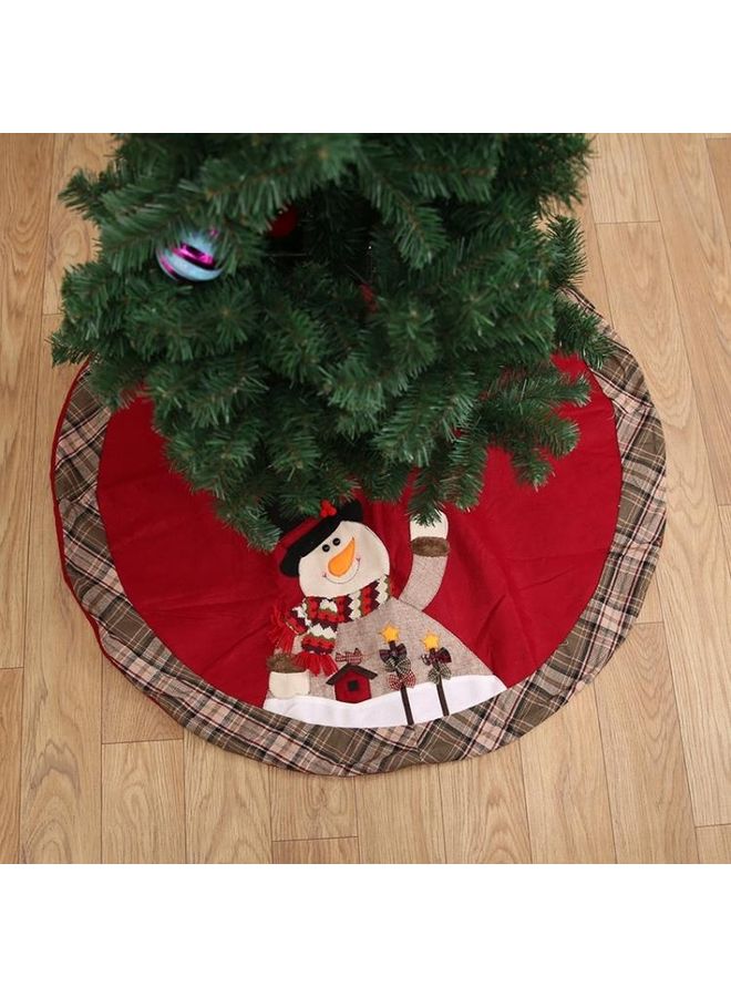 NIBEMINENT Snowman Tree Skirt Decorative Ornament Red/Green/White - Image 2