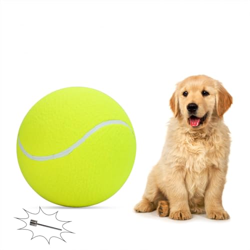 SenseYo Pomeat Big Tennis Ball for Dogs 9.5" Inflatable Giant Tennis Balls Pet Chew Toy - Image 1