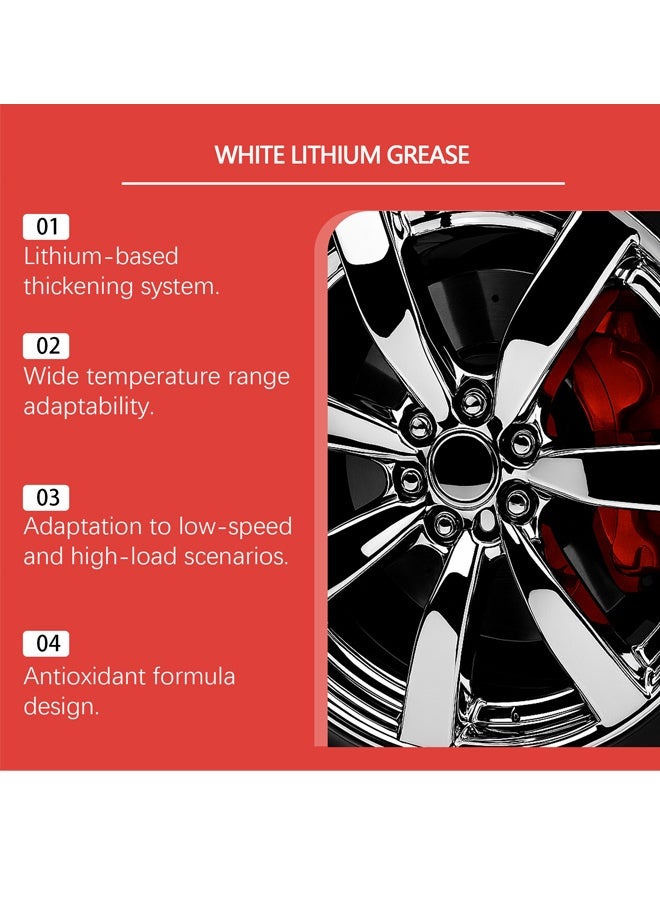 Homonth White Lithium Grease 100g, Multi-Purpose Waterproof Lubricating Grease with Applicator Brush, Anti-Rust Lubricant for Bearings, Gears, Hinges & Garage Doors, Suitable for Automotive, Marine, Industrial & Household Maintenance - Image 2