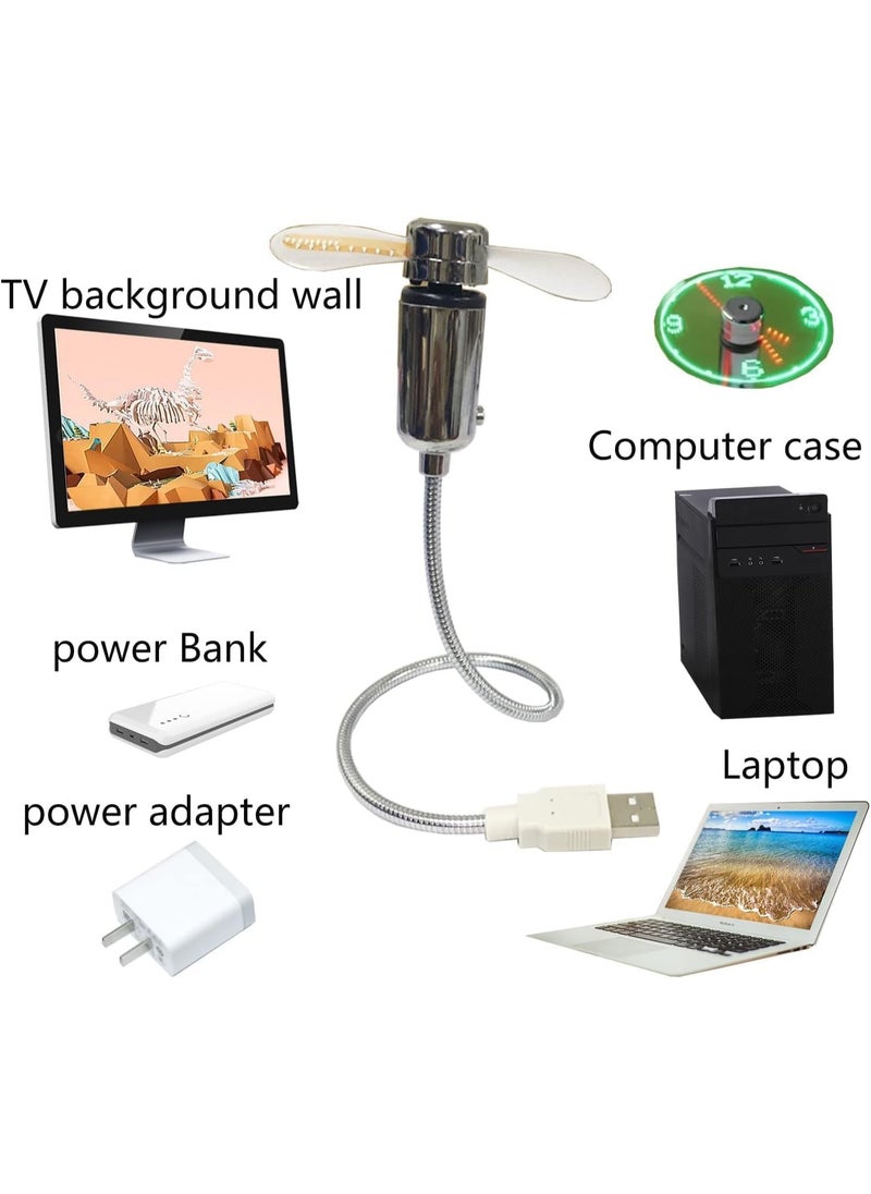 Plan A - Mini and Efficient USB Fan with Flexible Design, LED Light Display Programmed Messages – Ideal for Cooling Devices with Innovative Touch of Lighting – Works with Laptop, PC, Mac - Image 1