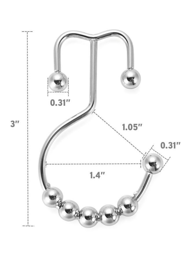 نيبمينينت طقم خطافات ستائر حمام مكون من 12 قطعة فضي 3بوصة - Image 3