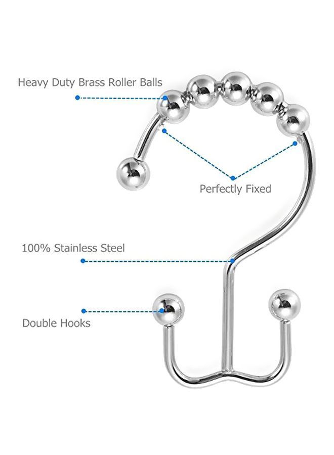 نيبمينينت طقم خطافات ستائر حمام مكون من 12 قطعة فضي 3بوصة - Image 4
