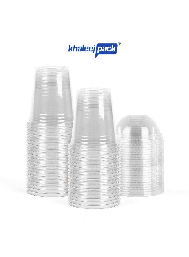 Khaleej Pack أكواب عصير بلاستيكية شفافة سعة 14 أونصة، 25 قطعة، أكواب بت غطاء قابلة للتصرف - Image 3