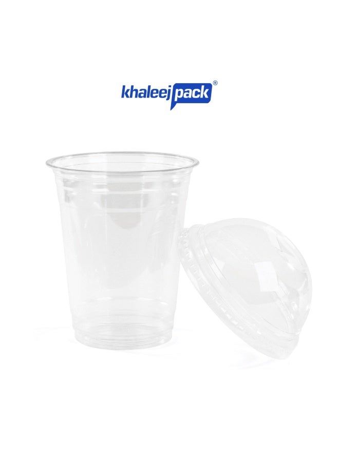 Khaleej Pack أكواب عصير بلاستيكية شفافة سعة 14 أونصة، 25 قطعة، أكواب بت غطاء قابلة للتصرف - Image 2