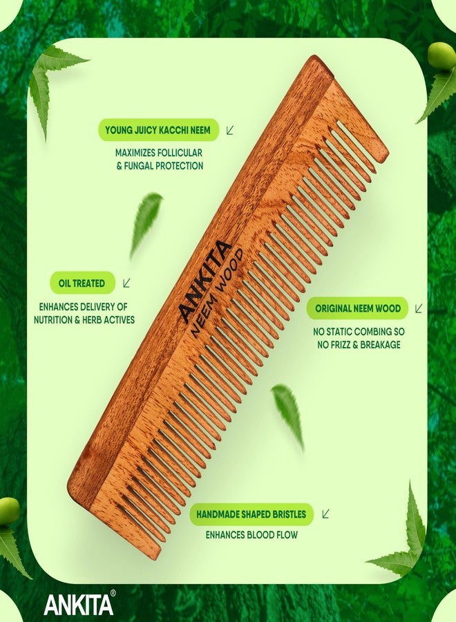 Ankita Neem Wooden Comb|Treated with Herbal Oils For Multi-Actions|Detangling, Frizz Control & Shine,Suited For All Types of Hair(NW-26) - Image 3