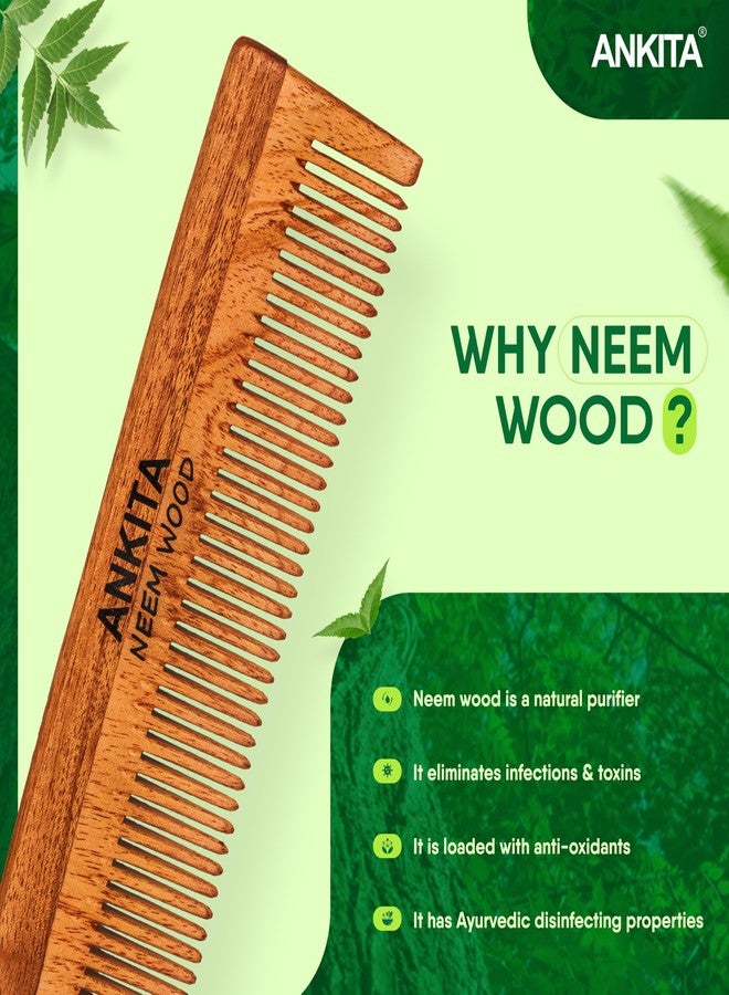 Ankita Neem Wooden Comb|Treated with Herbal Oils For Multi-Actions|Detangling, Frizz Control & Shine,Suited For All Types of Hair(NW-26) - Image 2