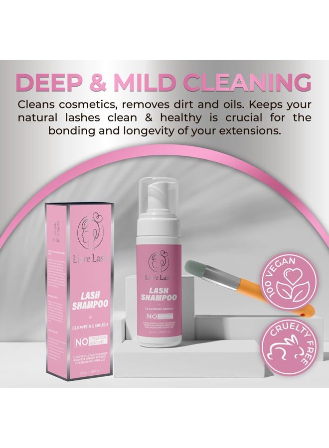 LIORE LASH Eyelash Extension Shampoo + Brush/Gentle Foam Cleanser for Lash Extensions & Natural Lashes/Eyelid Wash/Home & Salon Use/No Burning or Irritation 50ml (1, Shampoo + Brush) - Image 4