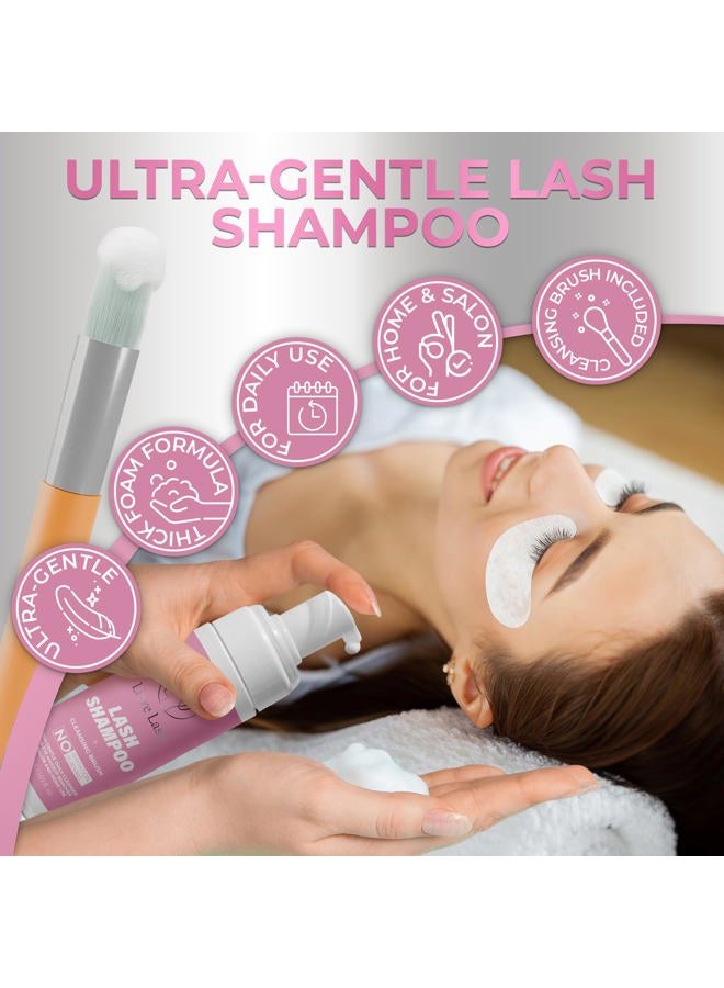 LIORE LASH Eyelash Extension Shampoo + Brush/Gentle Foam Cleanser for Lash Extensions & Natural Lashes/Eyelid Wash/Home & Salon Use/No Burning or Irritation 50ml (1, Shampoo + Brush) - Image 2