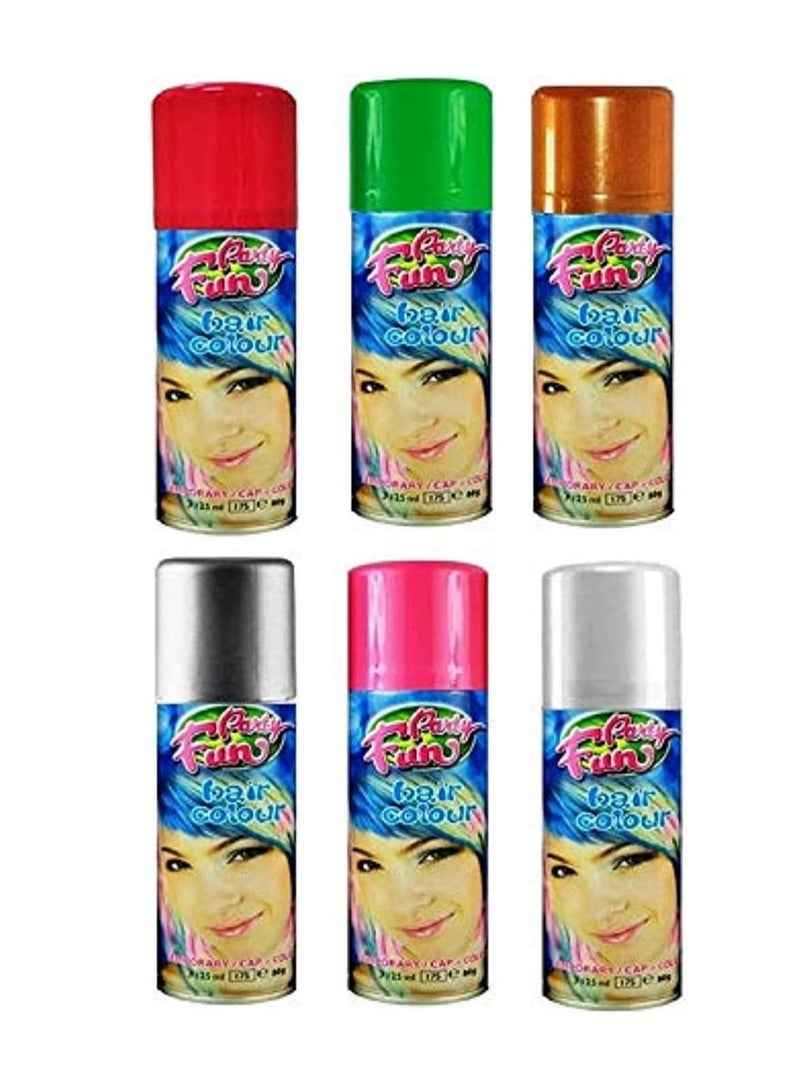 بارتي فن سبراي ملون للشعر رينبو ريف فن بارتي (6 ألوان)