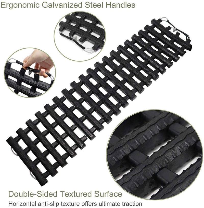 Jolitac Jolitac 2PC Traction Tracks Mats TPR 31.5" L Tire Recovery Track Pad Roll Car Vehicle Tyre Traction Boards Tire Ladder Track Grabber Auto Emergency Traction Aid w/Bag for Off-Road Mud Snow Ice Sand - Image 2
