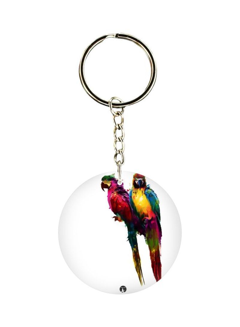 Double Sided Parrot Printed Keychain