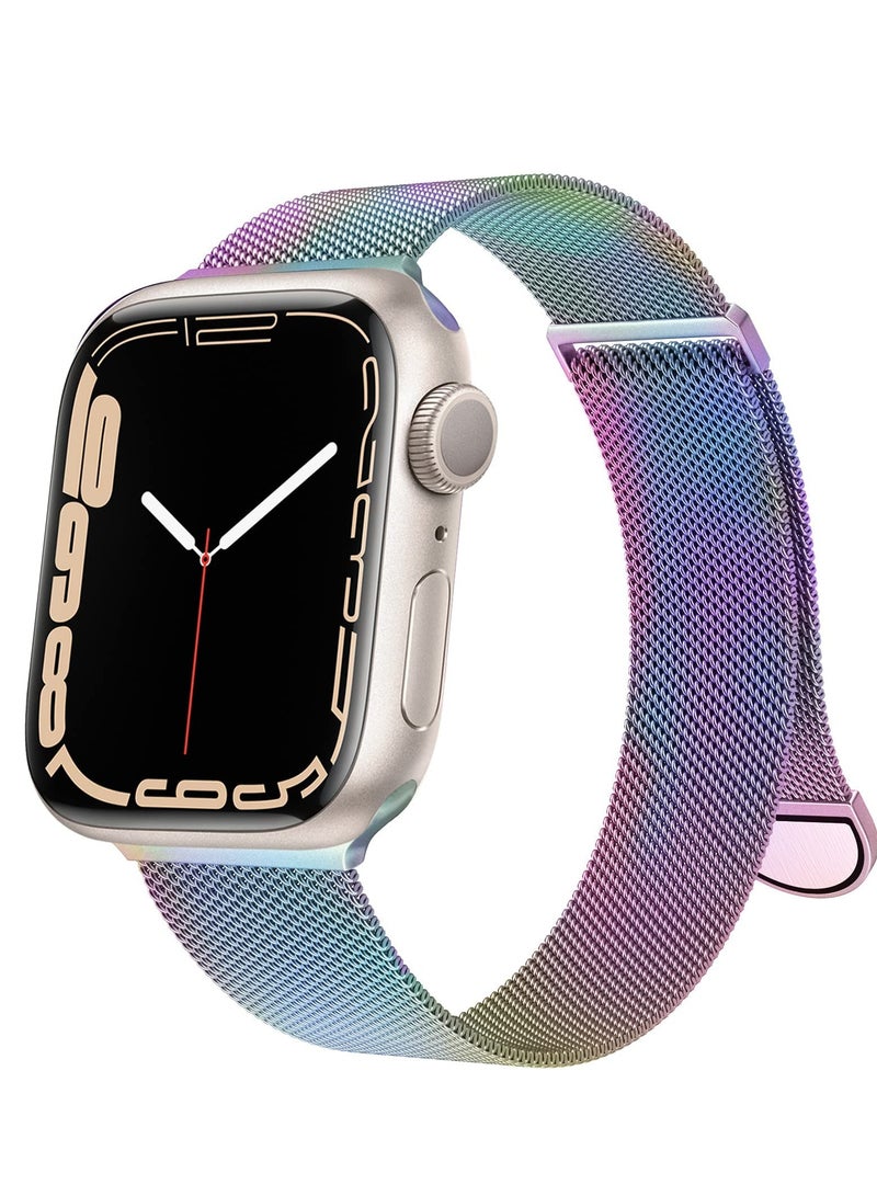 Compatible with Apple Watch Band 42mm 41mm 40mm 38mm for Women and Men, Magnetic Metal Stainless Steel Strap Wristband Compatible for iWatch Series 10 9 8 7 6 5 4 3 2 1 SE Colorful - Image 1