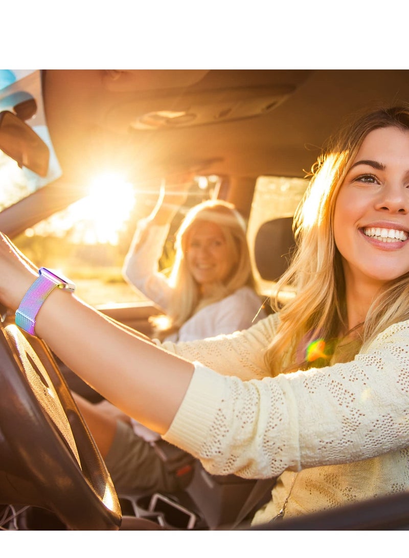 Compatible with Apple Watch Band 42mm 41mm 40mm 38mm for Women and Men, Magnetic Metal Stainless Steel Strap Wristband Compatible for iWatch Series 10 9 8 7 6 5 4 3 2 1 SE Colorful - Image 5