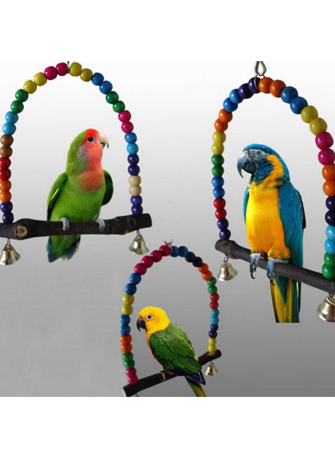 يوسو ألعاب أرجوحة خشبية للببغاء والكوكتيل والطيور العاشقة والبادجي والقفص لعبة معلقة - Image 2