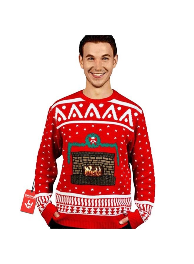 MORPH DigitalDudz Crackling Fireplace Red Christmas Jumper App Connected Knit Sweater, DDCJFRL - Image 1