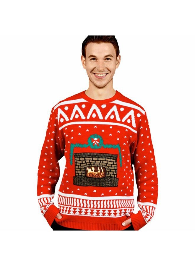 MORPH DigitalDudz Crackling Fireplace Red Christmas Jumper App Connected Knit Sweater, DDCJFRL - Image 2