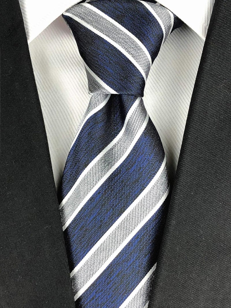 Secdtie Men's Classic Stripe Jacquard Woven Silk Tie Formal Party Suit Necktie - Image 2