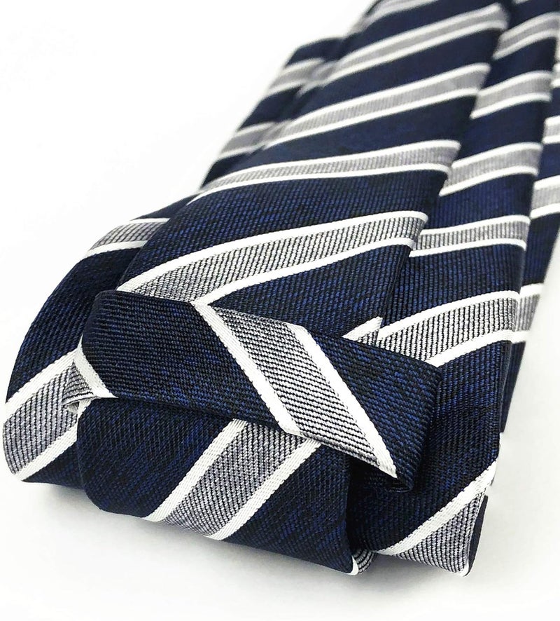 Secdtie Men's Classic Stripe Jacquard Woven Silk Tie Formal Party Suit Necktie - Image 5