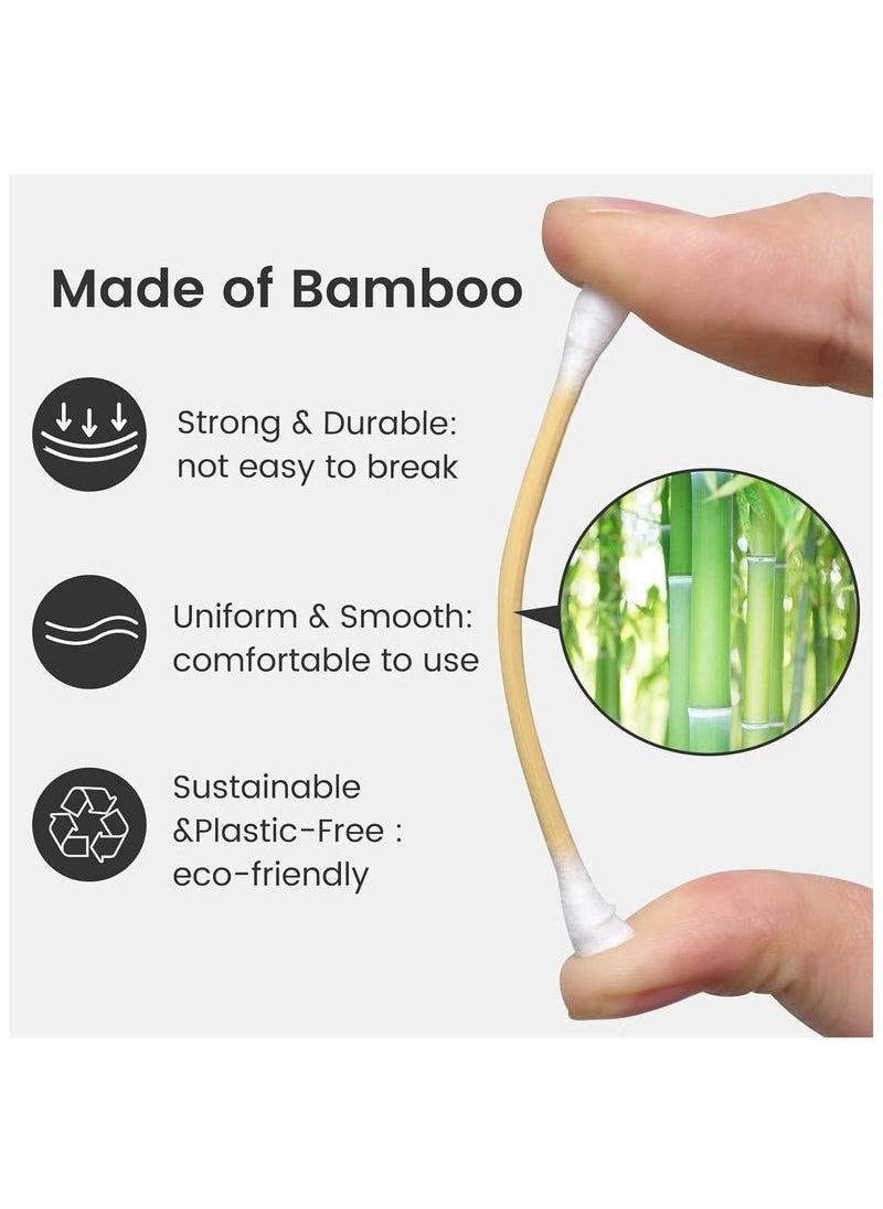 hayapoint Double Round Bamboo Cotton Swabs, Thick Tips | Biodegradable Eco-Friendly Strong Wooden Sticks Cotton Swabs For Ears | Firm Qtips Cotton Buds | Perfect Buds for Ear Dust & Dirt Removal | 300 Pcs  - Image 3