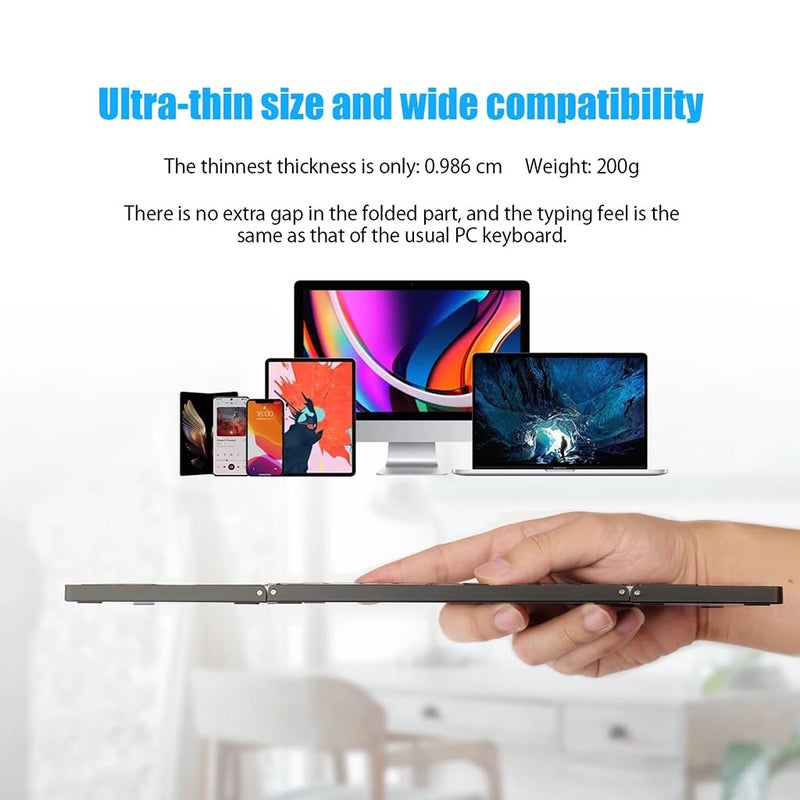 TECPHILE Wireless Bluetooth Foldable Keyboard Full Size Multi-Device Portable Keyboard, Compact, Silent & Rechargeable, Connect Upto 3 Devices for Tablet/Laptop/Phone/iOS/Android - Image 2