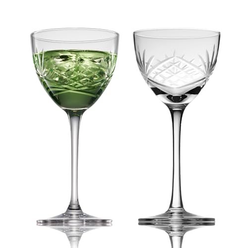Fioance Nick and Nora Cocktail & Mocktail Glasses Set of 2 - Handcrafted (5oz Lead-Free Crystal Glasses) as Manhattan, Martini - Elegant Coupe Glass, Perfect for Home Bars and Gifts. - Image 1