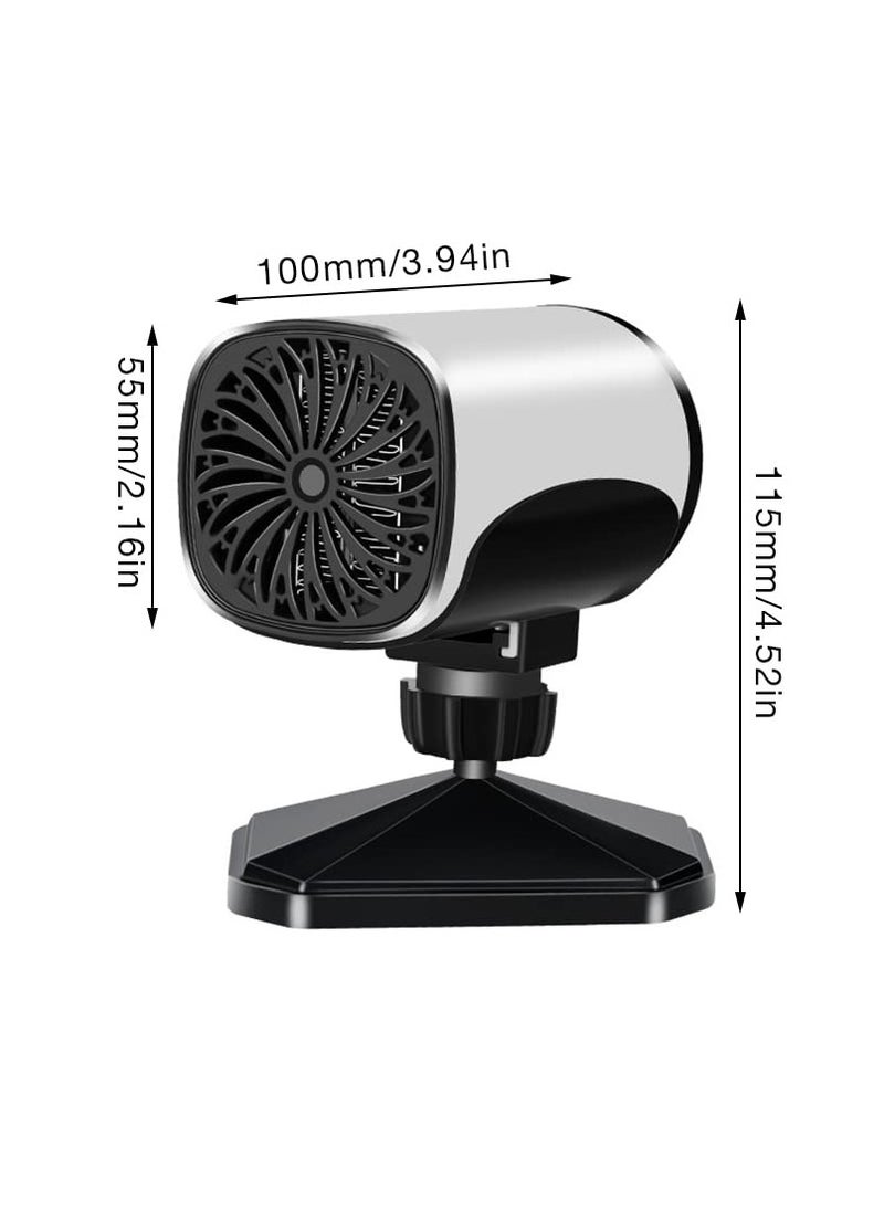 Generic مدفأة سيارة محمولة 12V 150W مزيلة للجليد - 2 في 1 للتدفئة والتبريد، قابلة للدوران 360°، إزالة سريعة للصقيع من الزجاج الأمامي للسيارات وSUVs  - Image 4