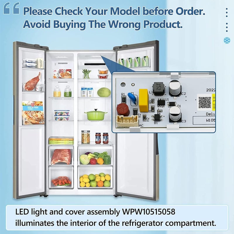 Delixike W10515058 Main LED with plastic case Light and Driver compatible with Whirlpool Kenmore Maytag - Image 4