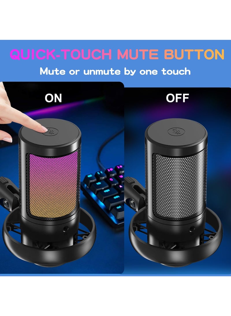 XiuWoo Gaming Microphone USB Microphone with Arm With Desktop, RGB Podcast Streaming Microphone  for PC Gaming Mic for PS4/PS5/MAC  USB Micro PC  - Image 2