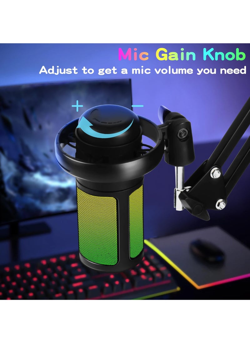 XiuWoo Gaming Microphone USB Microphone with Arm With Desktop, RGB Podcast Streaming Microphone  for PC Gaming Mic for PS4/PS5/MAC  USB Micro PC  - Image 4
