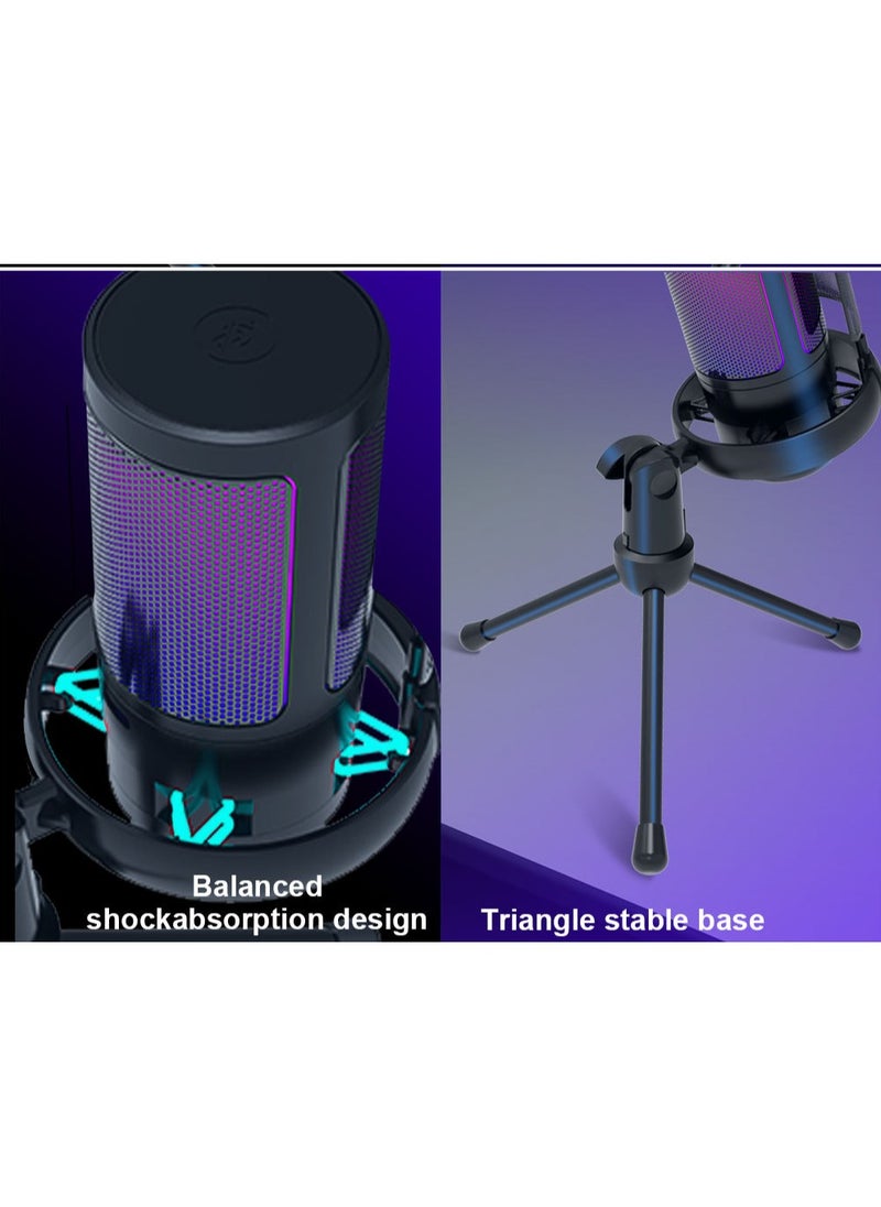 Gaming Microphone USB Microphone with Arm With Desktop, RGB Podcast Streaming Microphone  for PC Gaming Mic for PS4/PS5/MAC  USB Micro PC