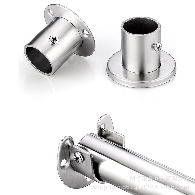 Clothes Rod Holder 304 Stainless Steel High-Foot Flange Seat Surf-Mounted Wardrobe Clothes Rod Holder Round Tube Base Towel Bar Holder - Image 4