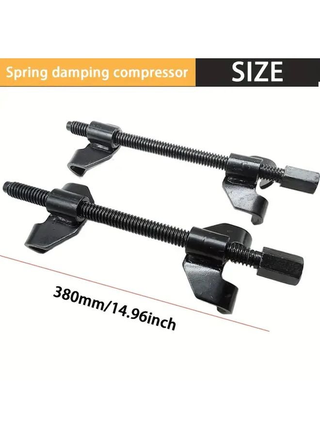 Steel Spring Compressor Tool Set 2 Pcs 380mm Manual Strut Coil Clamp for Suspension Repair - Image 3