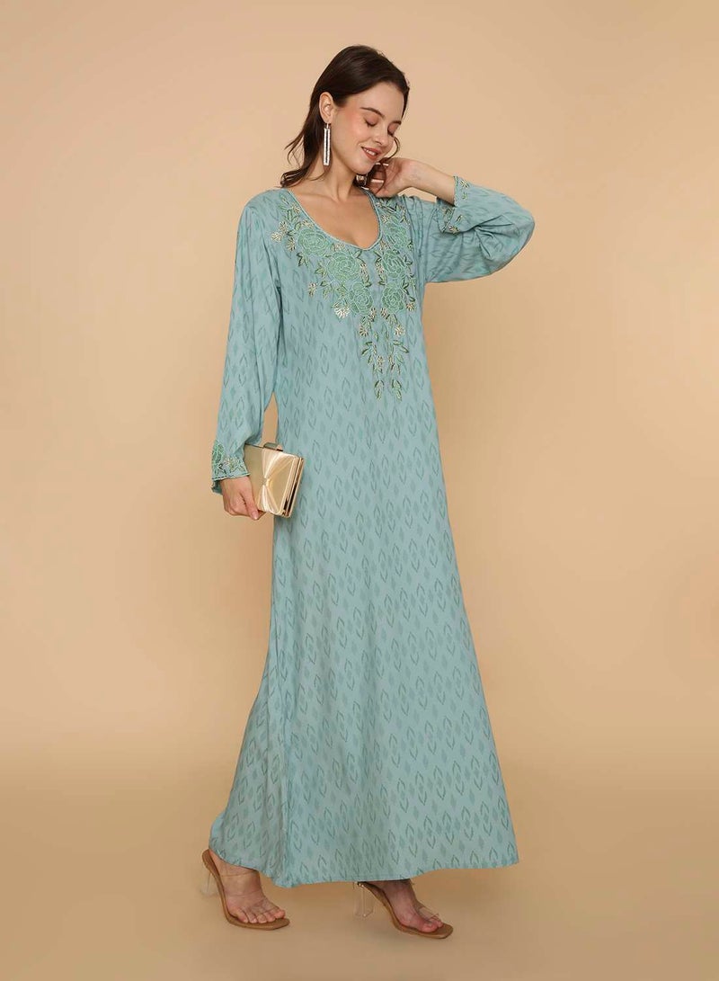 HANA & SARA Womens long arabic kaftan jalabiya dress with unique beaded work on it - Image 5
