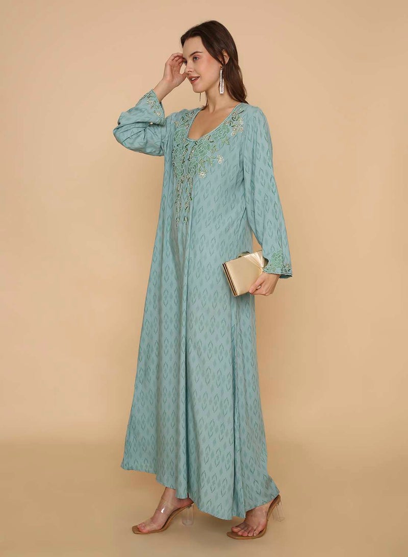 HANA & SARA Womens long arabic kaftan jalabiya dress with unique beaded work on it - Image 4