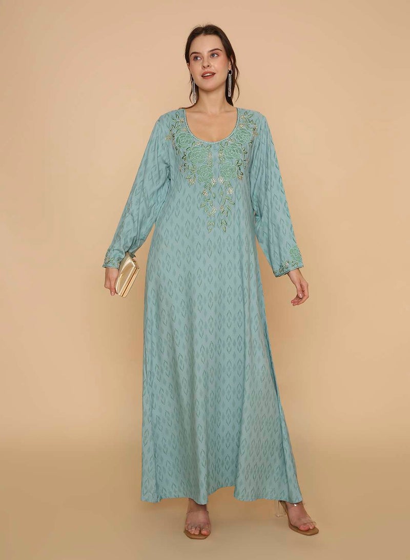 HANA & SARA Womens long arabic kaftan jalabiya dress with unique beaded work on it - Image 1