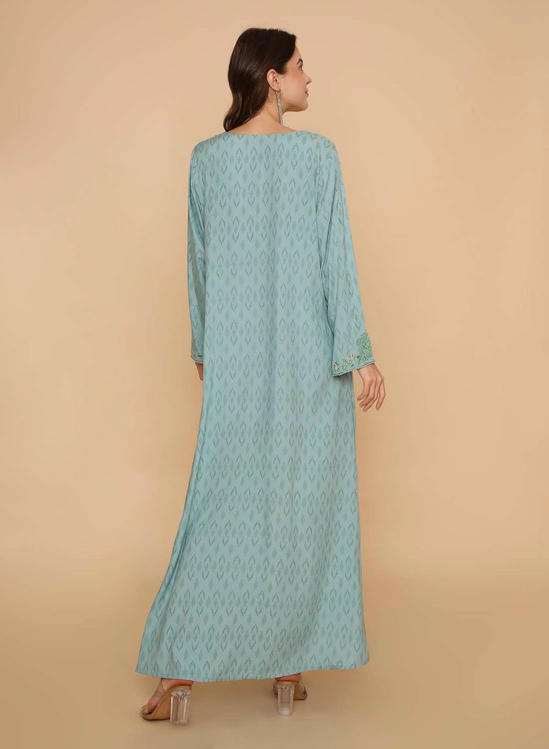 HANA & SARA Womens long arabic kaftan jalabiya dress with unique beaded work on it - Image 2