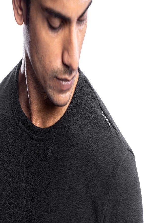 TriPole سترة صوفية ثلاثية الأقطاب دافئة للطقس البارد للرجال، للتخييم والمشي لمسافات طويلة (متوسطة، سوداء) - Image 2