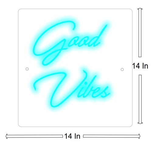 Good Vibes LED Neon Sign 12x12 inches with Adaptor Ice Blue  - Image 2