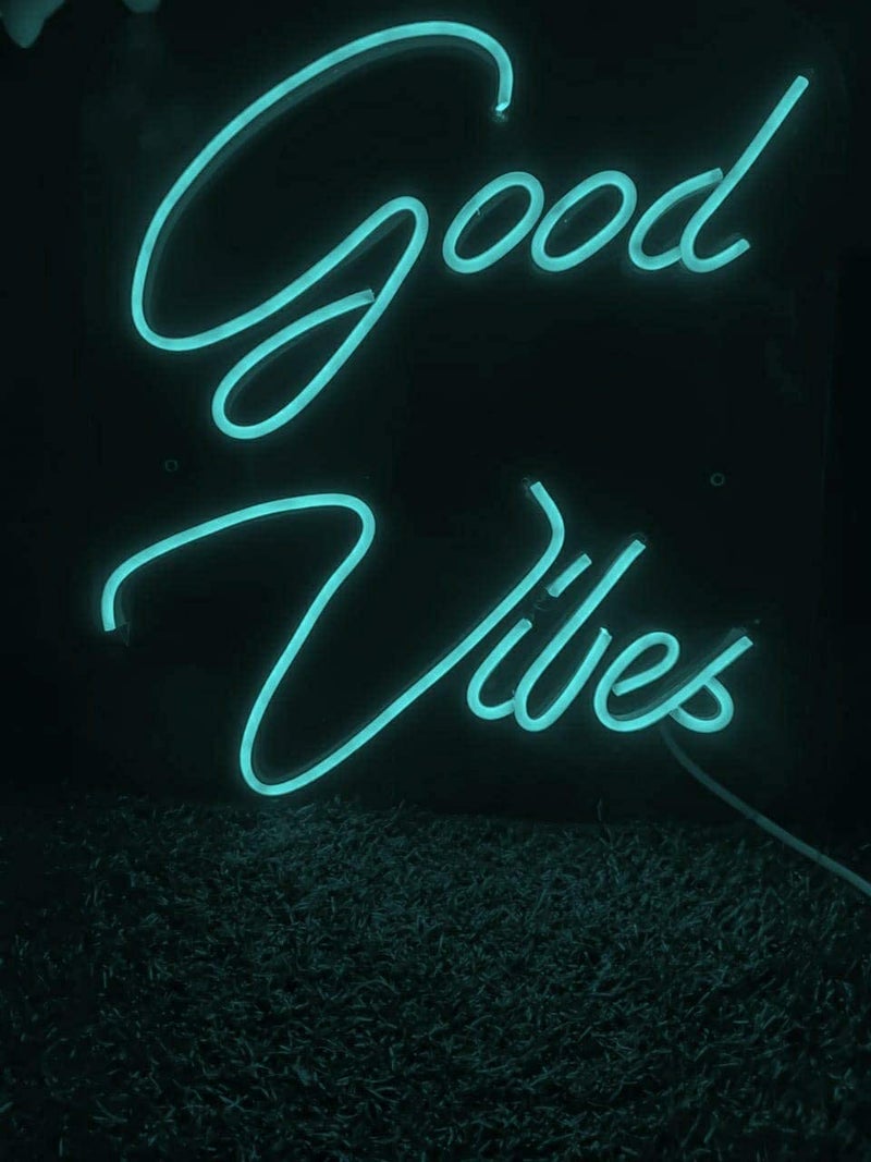 Good Vibes LED Neon Sign 12x12 inches with Adaptor Ice Blue  - Image 4